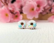 Kolczyki handmade donut z pianką miętową z gliny polimerowej, słodka biżuteria ze stali chirurgicznej