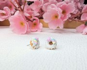 Kolczyki handmade donut z pianką z gliny polimerowej, biżuteria kawaii ze stali chirurgicznej