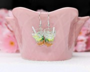 Kolczyki handmade lemoniada cytrynowo - limonkowa z gliny polimerowej i żywicy, słodka biżuteria ze stali chirurgicznej