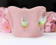 Kolczyki handmade lemoniada cytrynowo - limonkowa z gliny polimerowej i żywicy, słodka biżuteria ze stali chirurgicznej