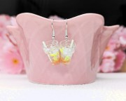 Kolczyki handmade lemoniada cytrynowa z gliny polimerowej i żywicy, słodka biżuteria ze stali chirurgicznej