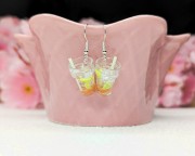 Kolczyki handmade lemoniada cytrynowa z gliny polimerowej i żywicy, słodka biżuteria ze stali chirurgicznej