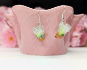Kolczyki handmade lemoniada mojito z gliny polimerowej i żywicy, kolorowa biżuteria ze stali chirurgicznej