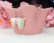 Kolczyki wiszące handmade torciki z gliny polimerowej, słodka biżuteria ze stali chirurgicznej